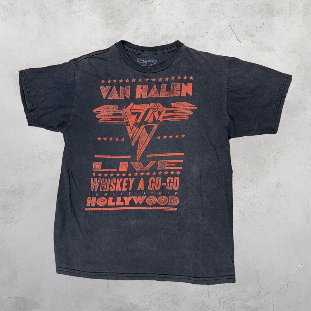 🎸 Van Halen T-shirt Whiskey A Go-Go Hollywood Rock Band Graphic Tee ⚡